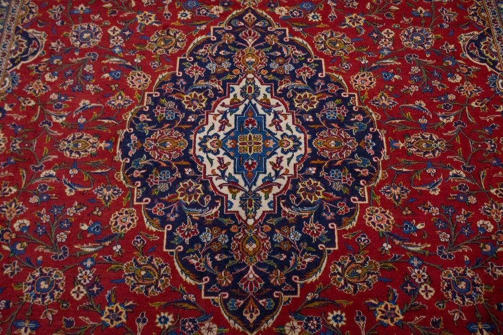 Vintage Red Traditional 10X14 Kashan Persian Rug