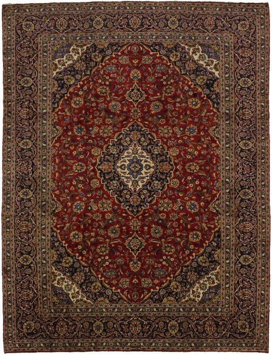 Vintage Red Traditional 9'0X12'5 Kashan Persian Rug