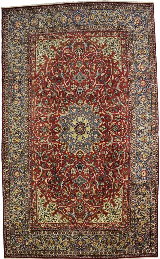 Semi Antique Red Traditional 11X19 Isfahan Palace Persian Rug