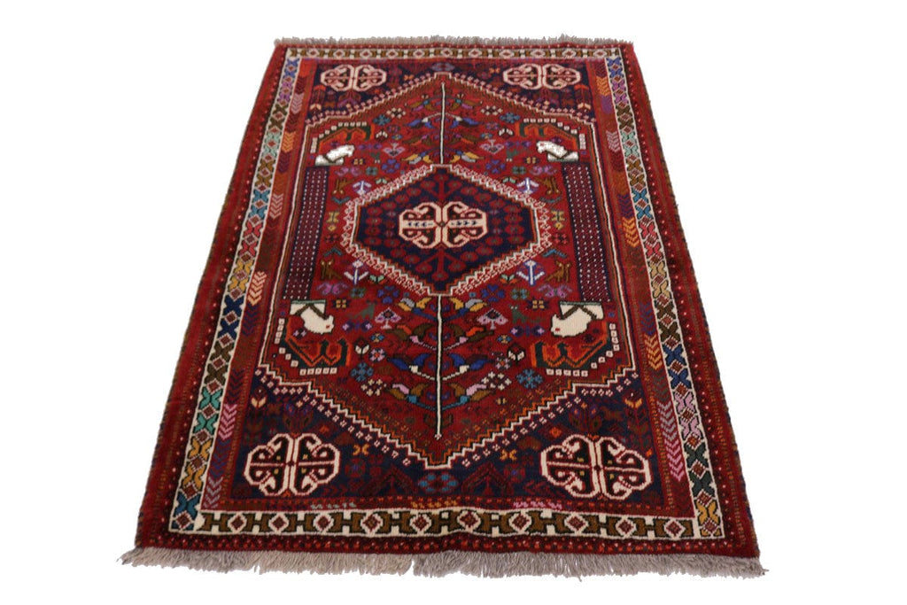 Red Tribal 4X5 Shiraz Persian Rug