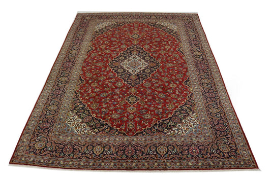 Semi Antique Red Traditional 9'8X13'5 Kashan Persian Rug