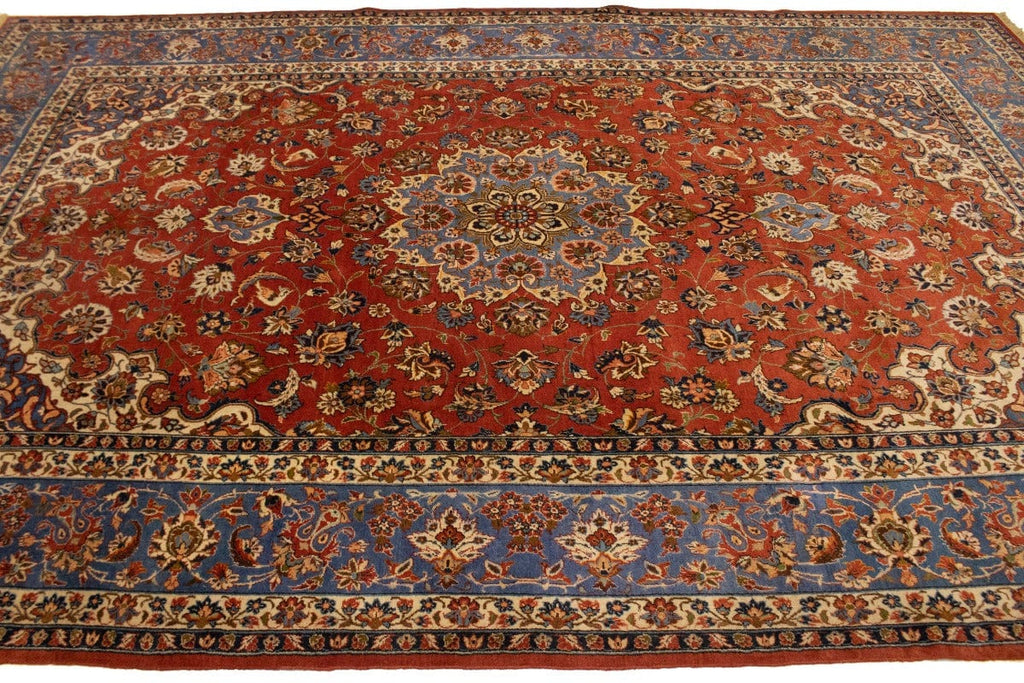 Semi Antique Orange-red Classic 9X13 Najafabad Persian Rug