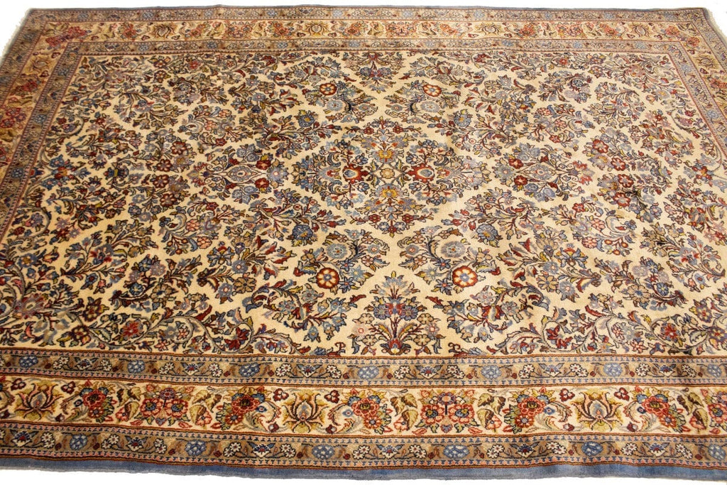 Vintage Cream Floral 7X10 Sarouk Persian Rug