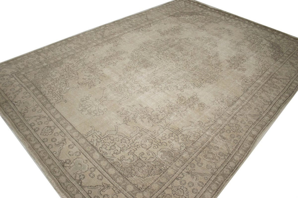 Muted Traditional Floral 8X11 Distressed Tabriz Persian Rug