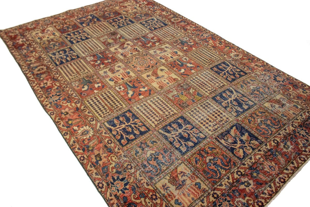 Antique Distressed Muted Tribal 7X11 Bakhtiari Persian Rug