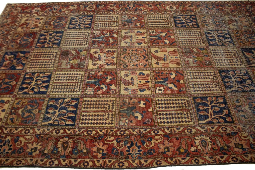 Antique Distressed Muted Tribal 7X11 Bakhtiari Persian Rug