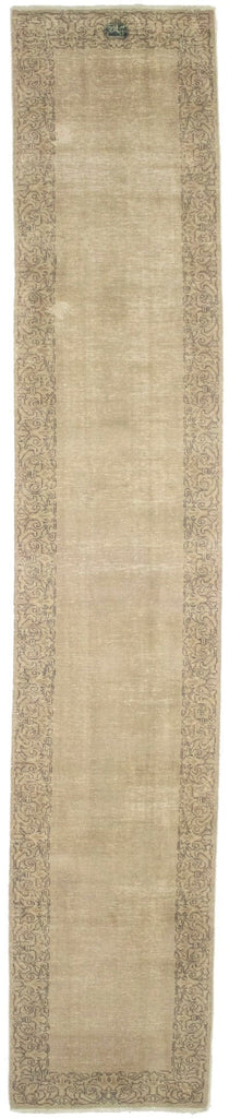 Antique Distressed Muted 3X16 Tabriz Persian Runner Rug