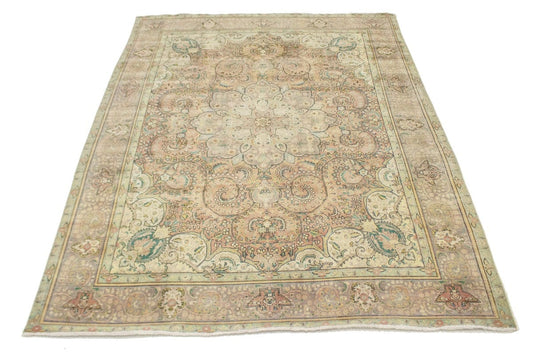 Distressed Antique Floral 9'3X12'5 Tabriz Persian Rug