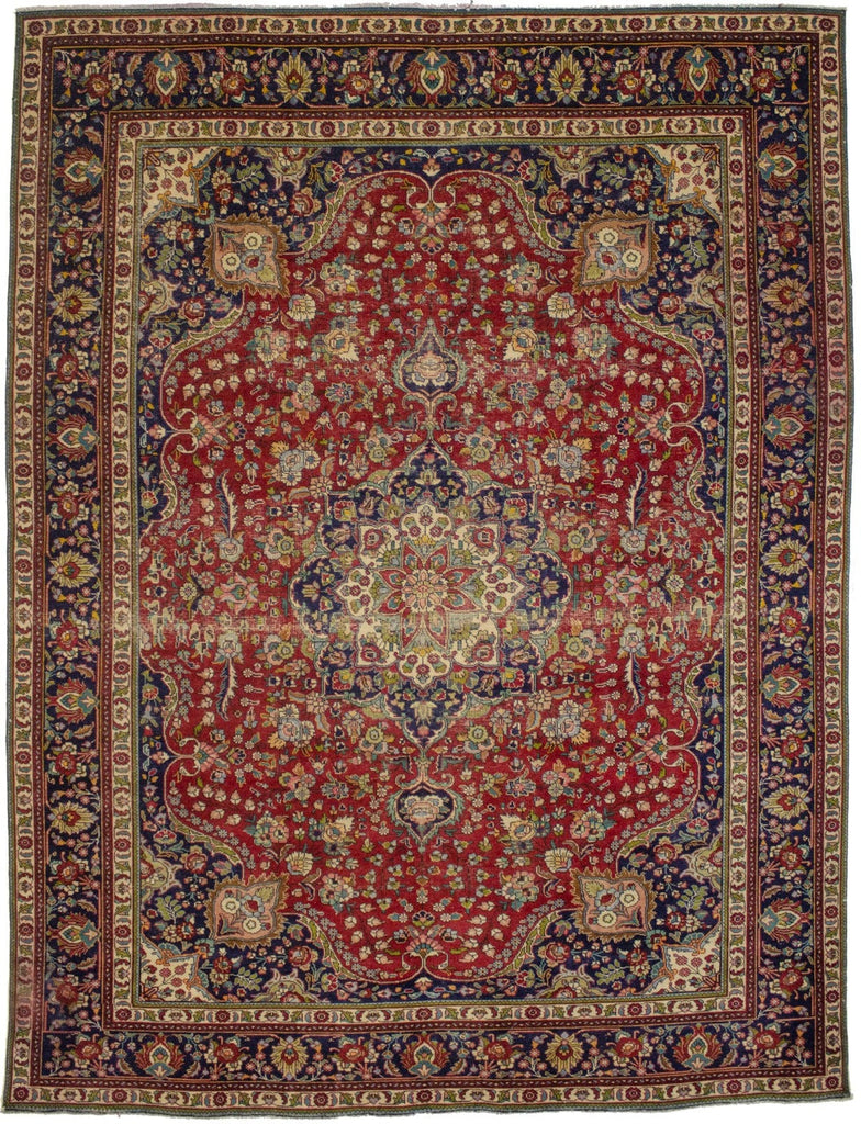 Semi Antique Red Traditional 10X13 Tabriz Persian Rug