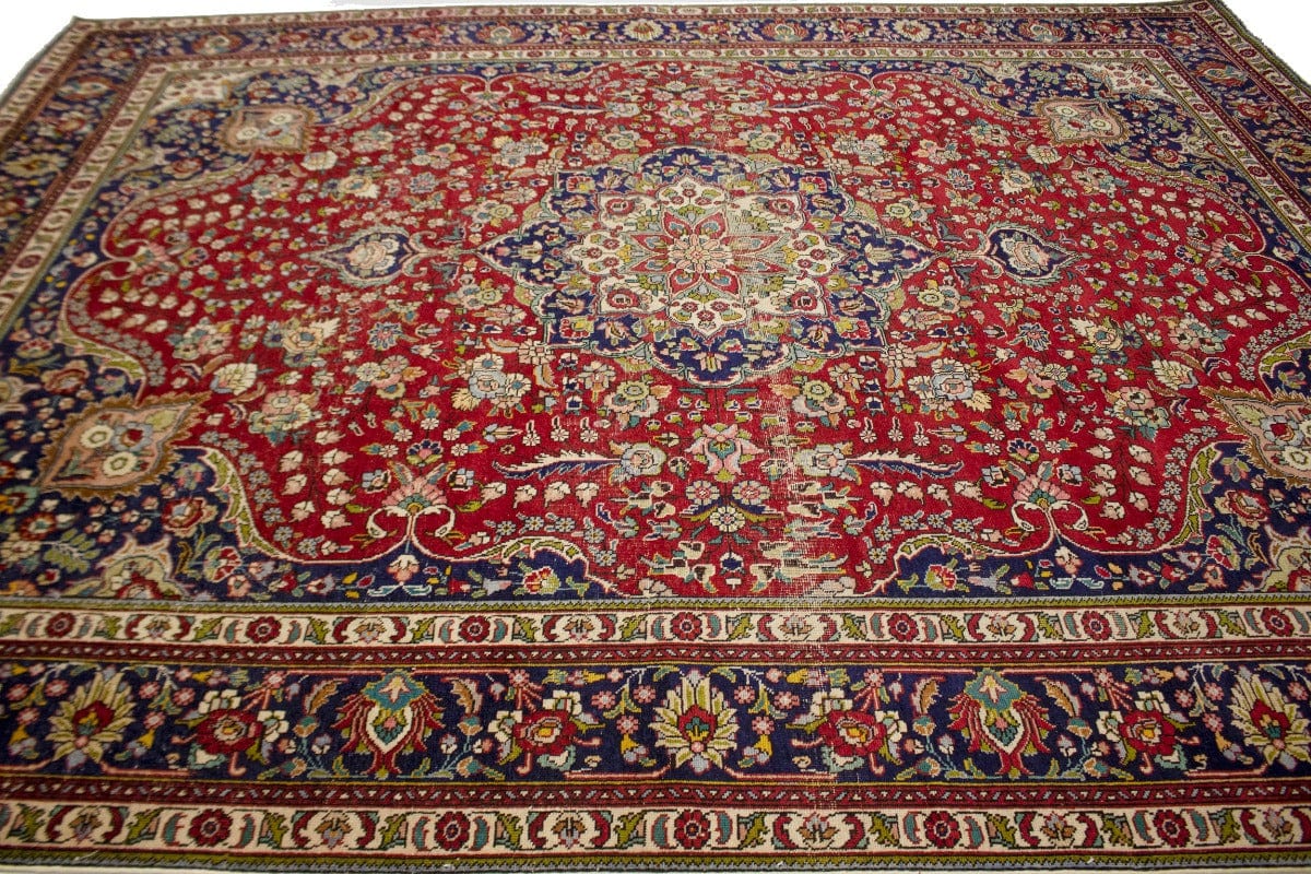 Semi Antique Red Traditional 10X13 Tabriz Persian Rug