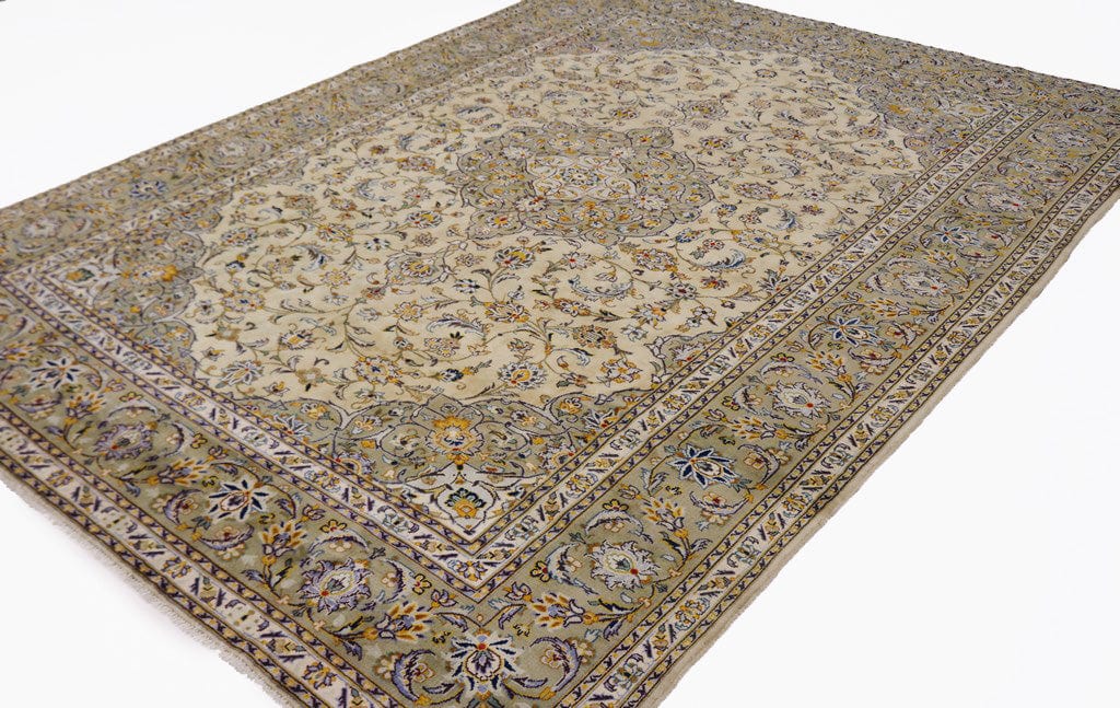 Vintage Beige Traditional 8X11 Kashan Persian Rug