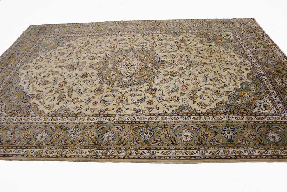 Vintage Beige Traditional 8X11 Kashan Persian Rug