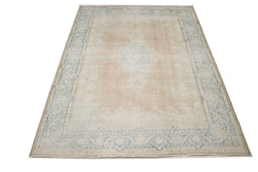 Traditional Floral Muted 9X12 Distressed Kerman Persian Rug