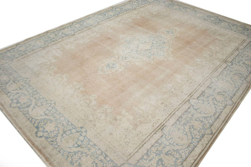 Traditional Floral Muted 9X12 Distressed Kerman Persian Rug