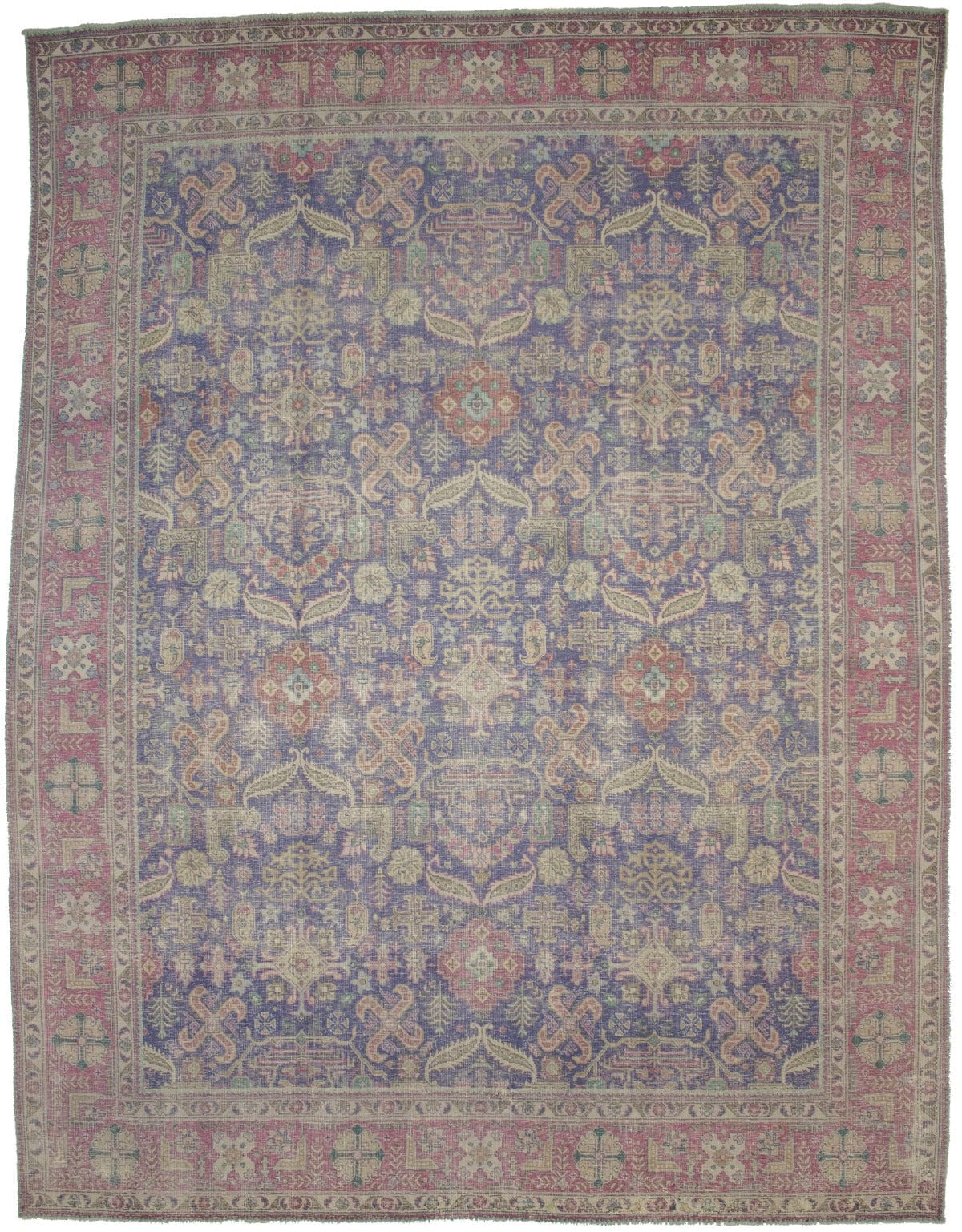 Traditional Muted 10X13 Distressed Tabriz Persian Rug