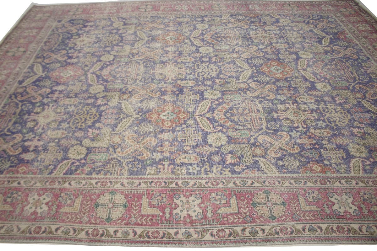 Traditional Muted 10X13 Distressed Tabriz Persian Rug