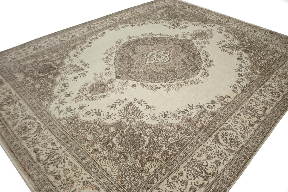 Traditional Floral Distressed 10X13 Muted Tabriz Persian Rug