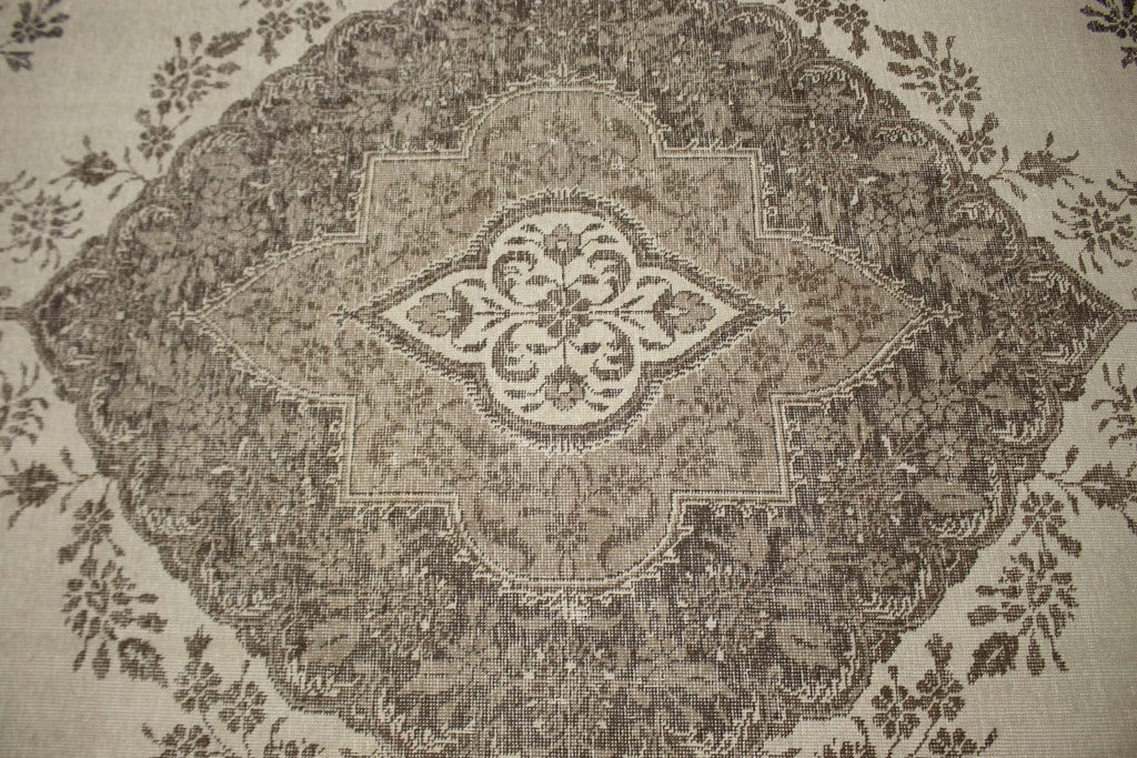 Traditional Floral Distressed 10X13 Muted Tabriz Persian Rug