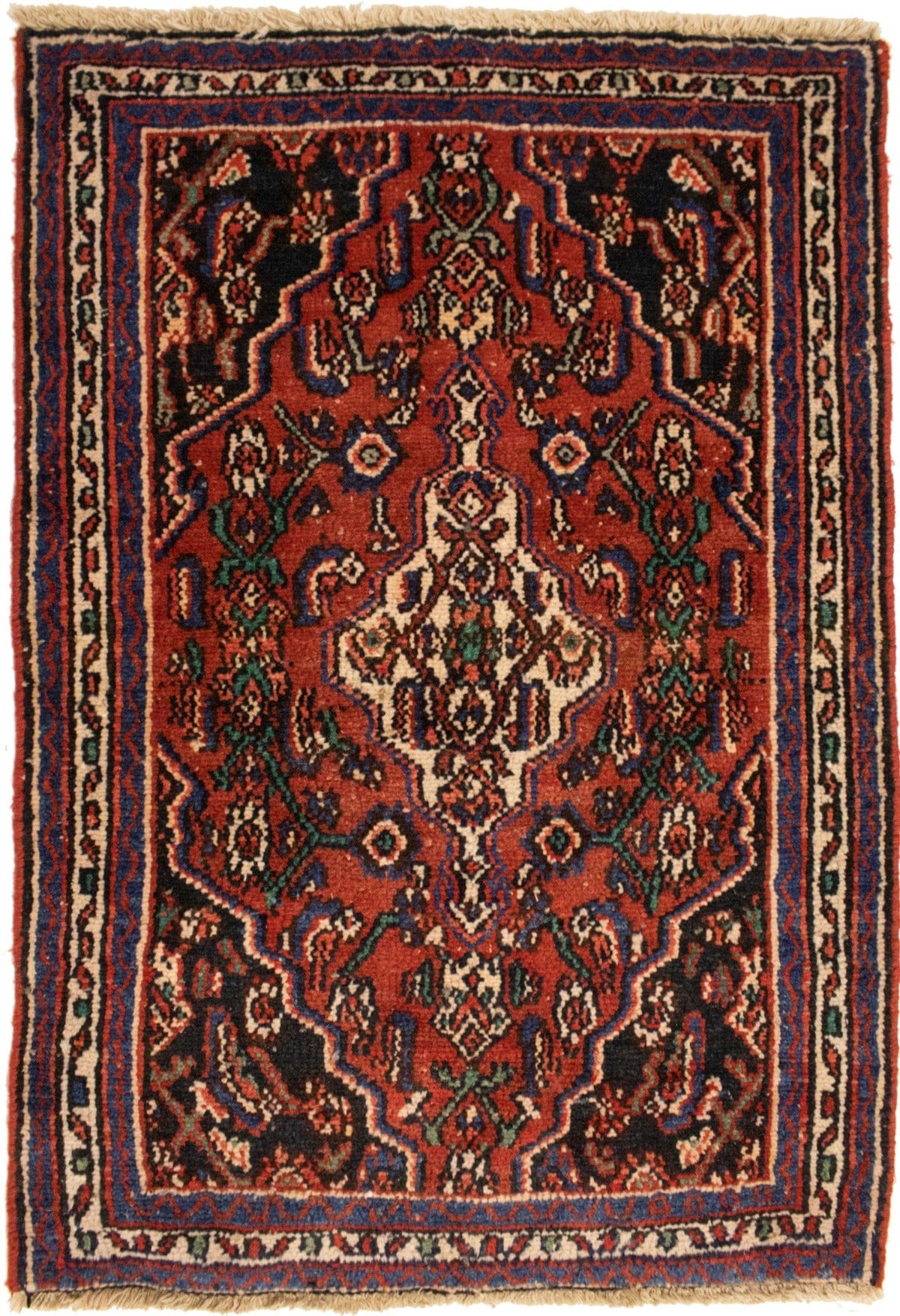 Semi Antique Red Tribal 3X4 Hamedan Persian Rug