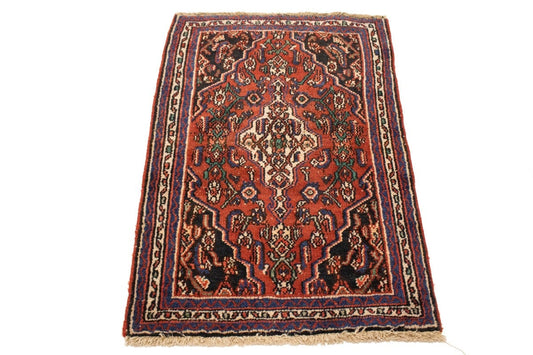 Semi Antique Red Tribal 3X4 Hamedan Persian Rug