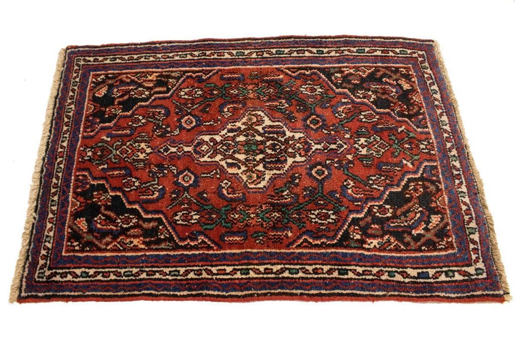 Semi Antique Red Tribal 3X4 Hamedan Persian Rug