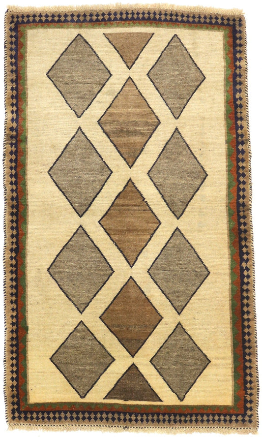 Semi Antique Tribal Beige 3'3X5'8 Shiraz Lori Persian Rug