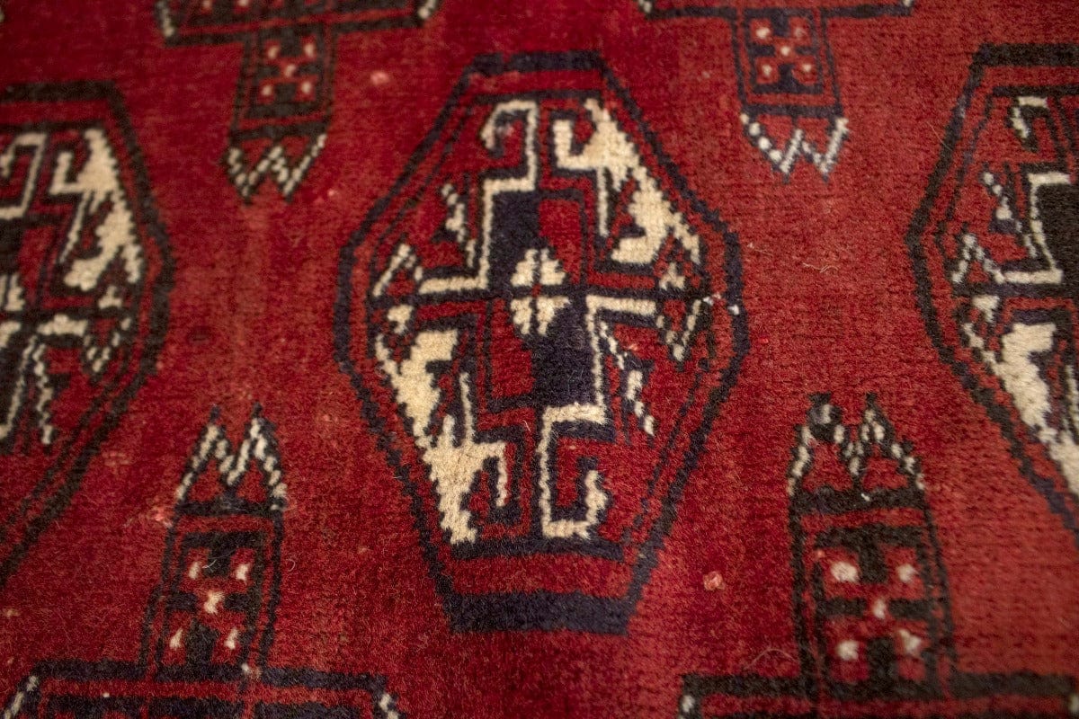 Semi Antique Tribal Red 4X5 Turkoman Persian Rug