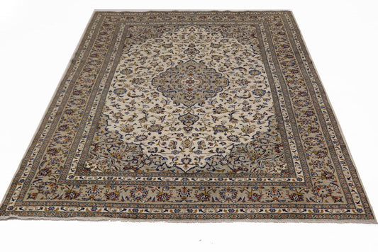 Semi Antique Beige Traditional 8X12 Kashan Persian Rug