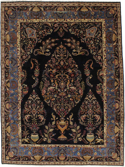 Vintage Navy Blue Classic 10X13 Kashmar Persian Rug