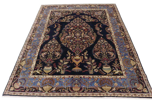 Vintage Navy Blue Classic 10X13 Kashmar Persian Rug