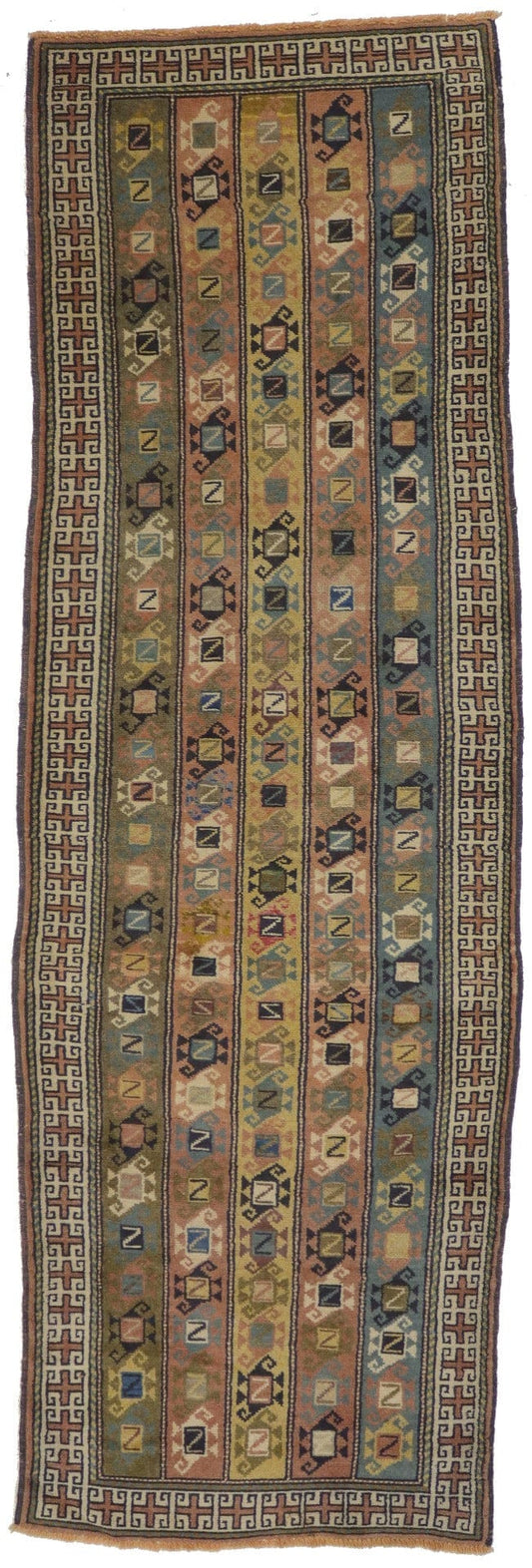 Vintage Multicolored Tribal 3X8 Shiraz Persian Runner Rug