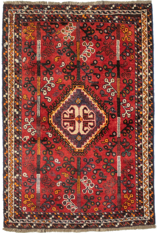 Semi Antique Red Tribal 3X5 Shiraz Persian Rug