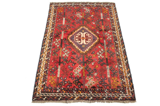 Semi Antique Red Tribal 3X5 Shiraz Persian Rug