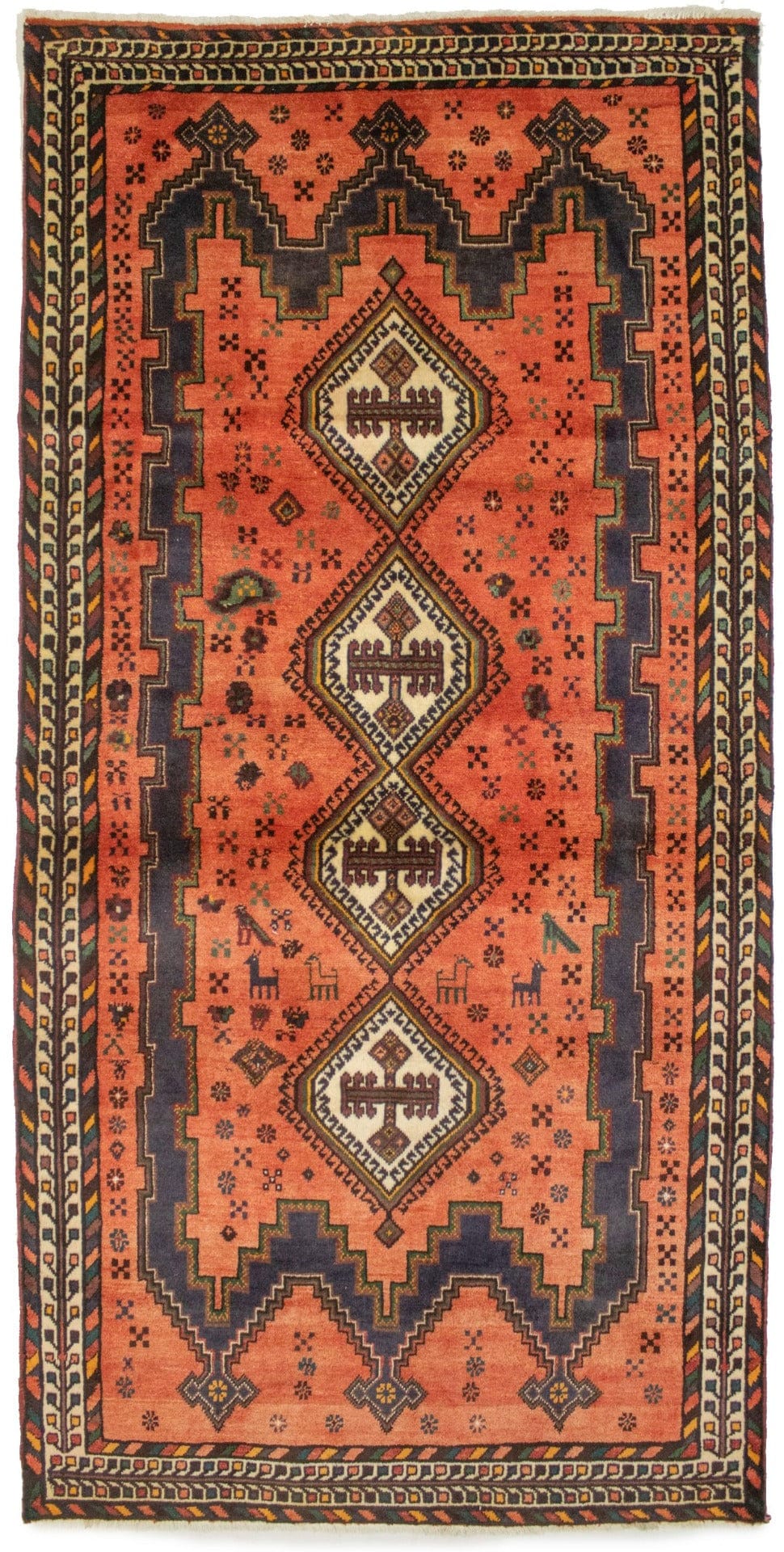 Semi Antique Orange Tribal 4X8 Sirjan Persian Rug