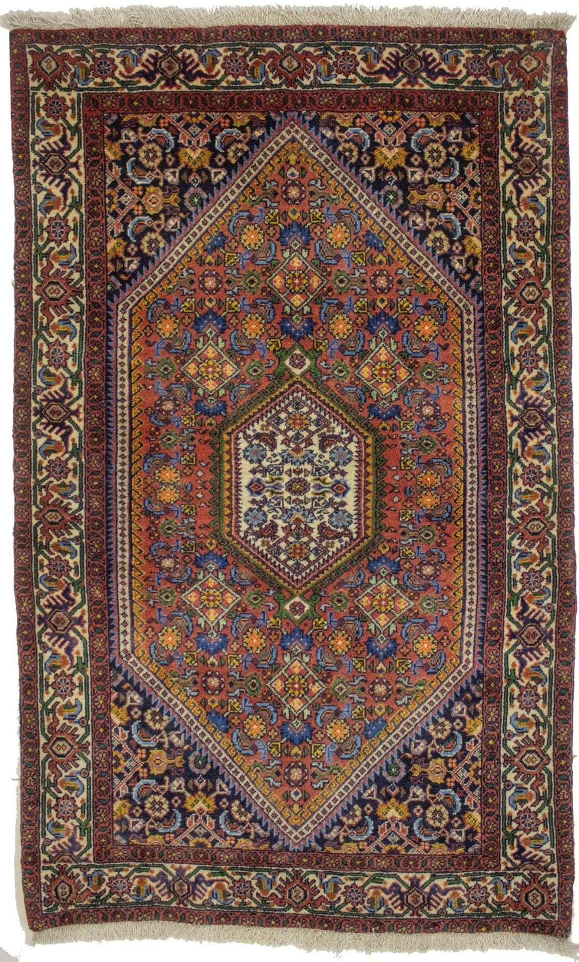 Orange-red Floral 2'6X4'3 Bidjar Persian Rug