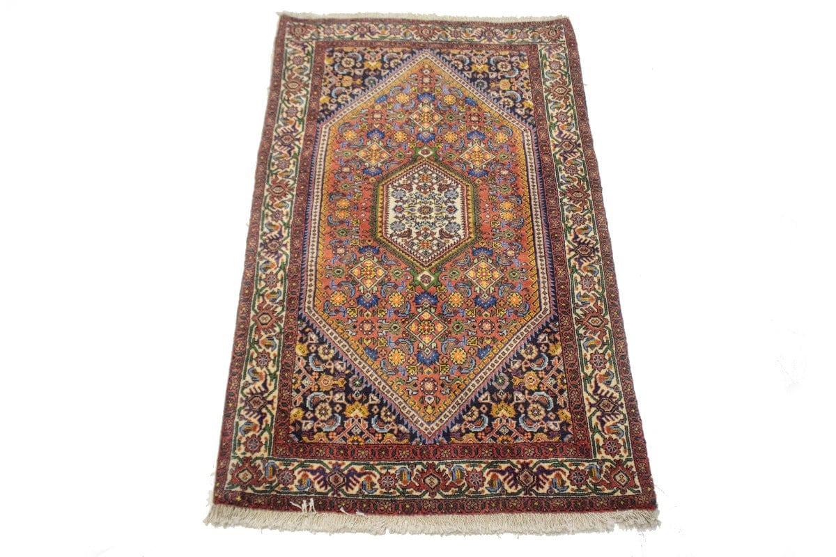 Orange-red Floral 2'6X4'3 Bidjar Persian Rug