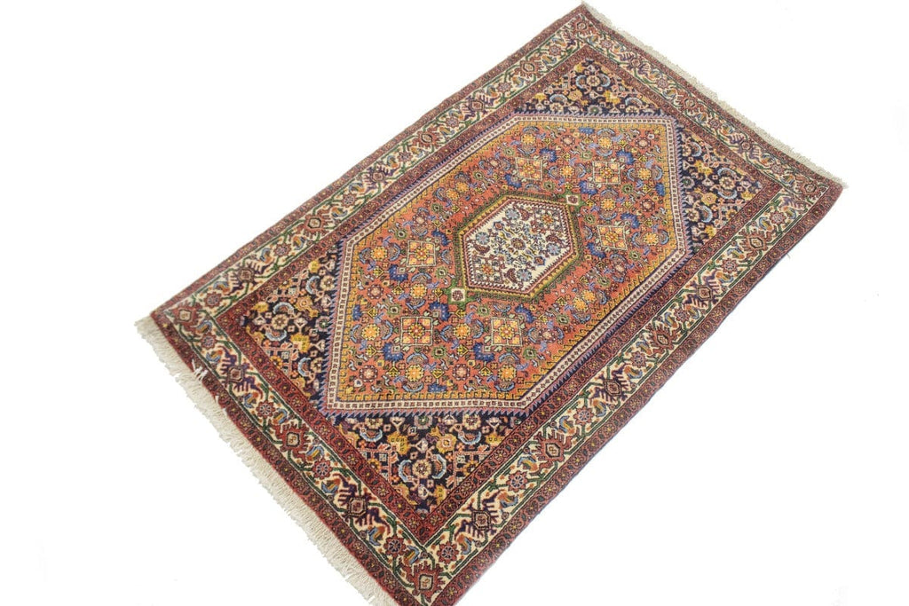 Orange-red Floral 2'6X4'3 Bidjar Persian Rug