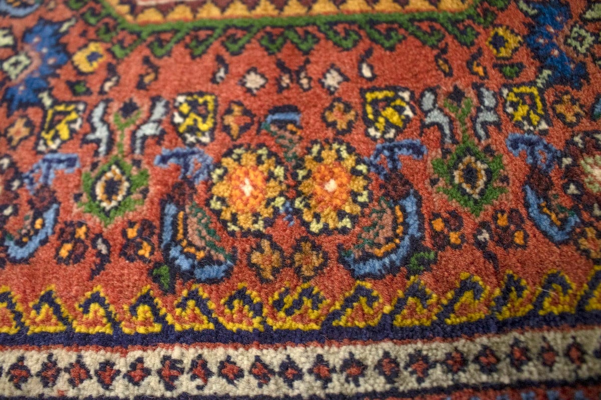 Orange-red Floral 2'6X4'3 Bidjar Persian Rug