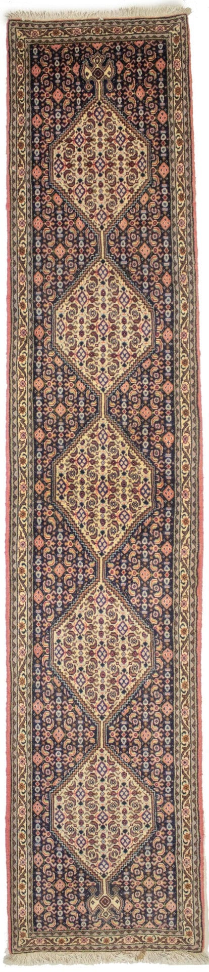 Vintage Floral Purple-navy 2X9 Bidjar Persian Runner Rug