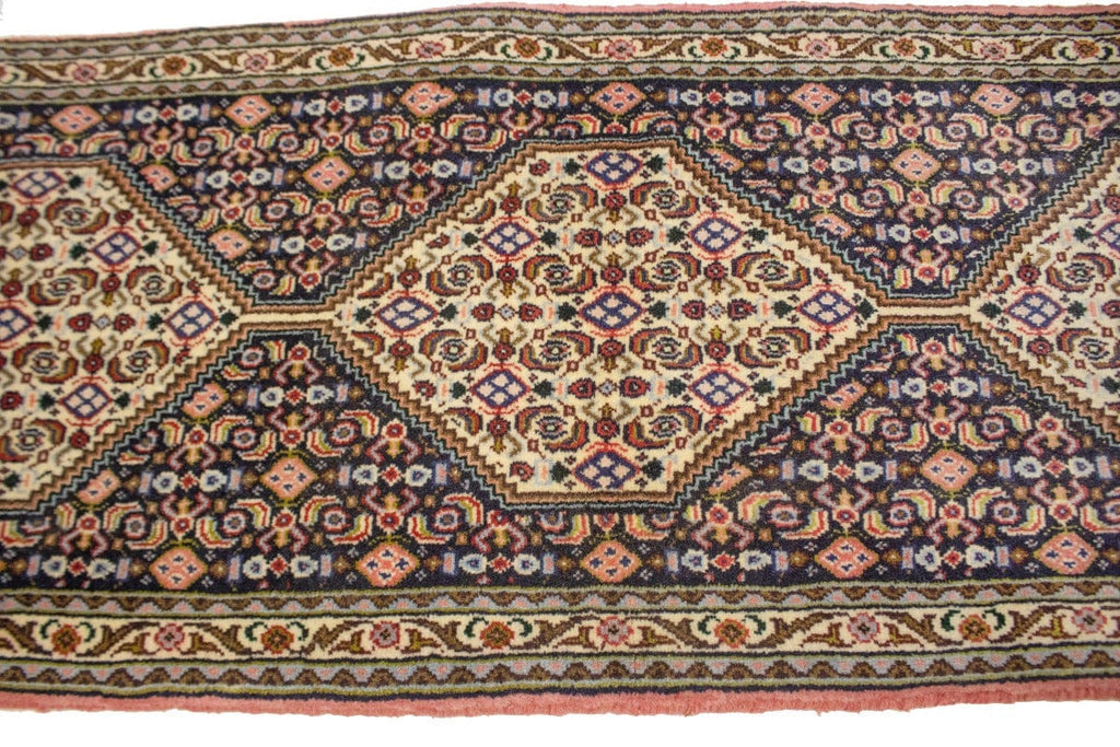 Vintage Floral Purple-navy 2X9 Bidjar Persian Runner Rug