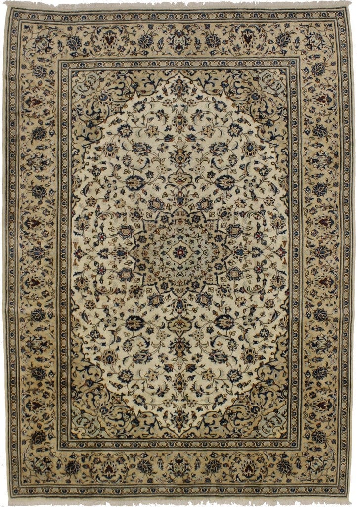 Vintage Beige Traditional 8X12 Kashan Persian Rug