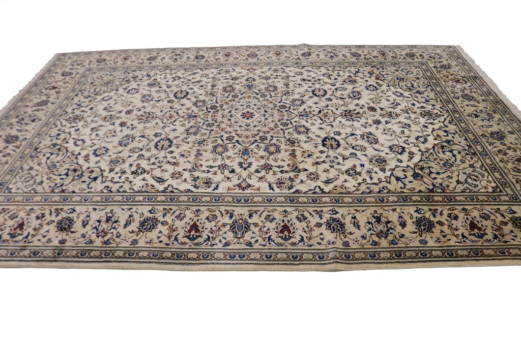 Vintage Beige Traditional 8X12 Kashan Persian Rug