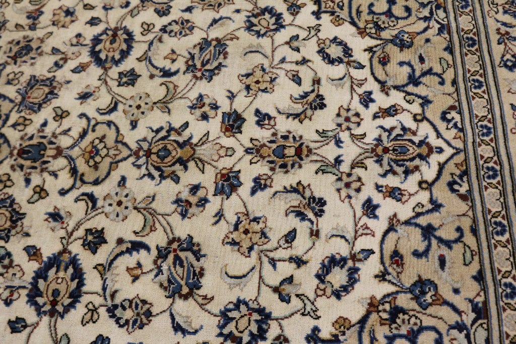 Vintage Beige Traditional 8X12 Kashan Persian Rug