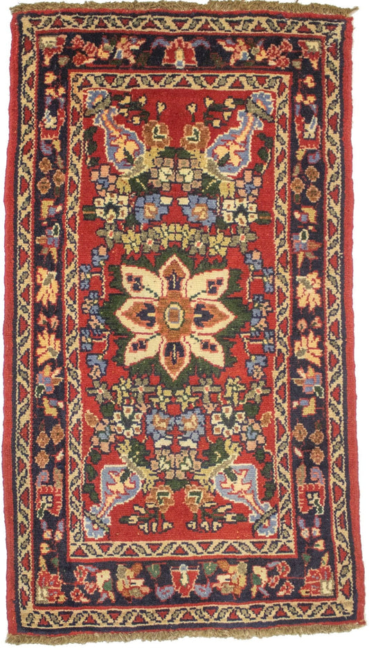 Vintage Red Tribal 2X3 Hamedan Persian Rug