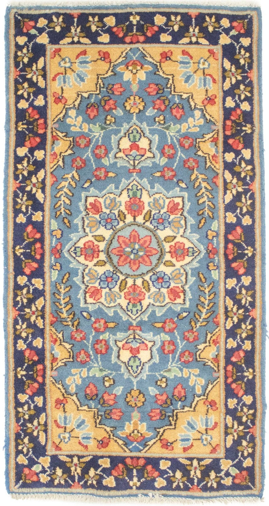 Vintage Light Blue Floral 2X4 Kerman Persian Rug