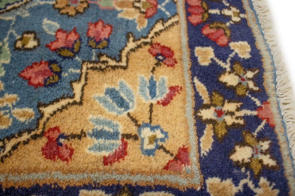 Vintage Light Blue Floral 2X4 Kerman Persian Rug