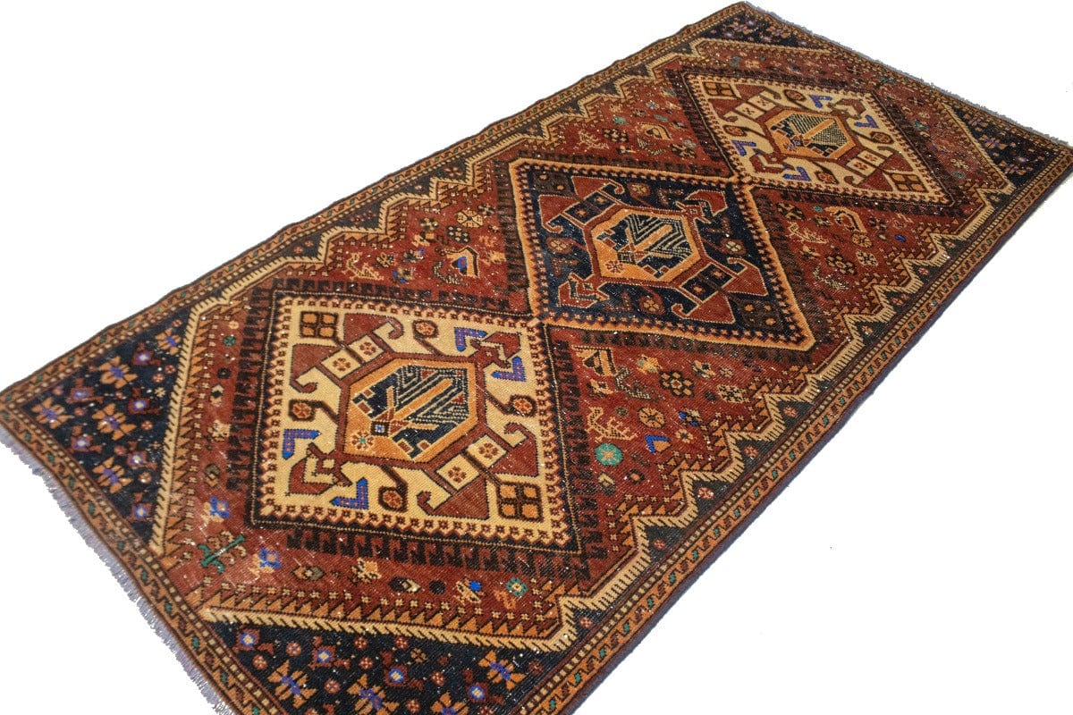 Antique Tribal Rusty Red 4X9 Shiraz Lori Persian Rug