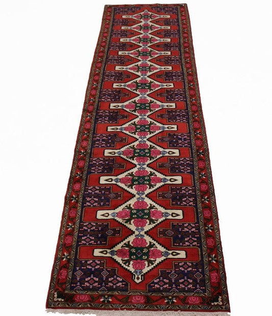 Vintage Red Floral 3X13 Bidjar Sanneh Persian Runner Rug