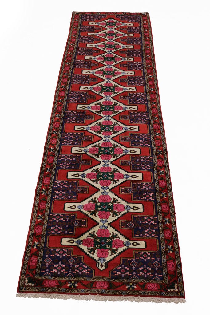 Vintage Red Floral 3X13 Bidjar Sanneh Persian Runner Rug