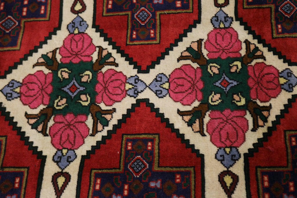 Vintage Red Floral 3X13 Bidjar Sanneh Persian Runner Rug